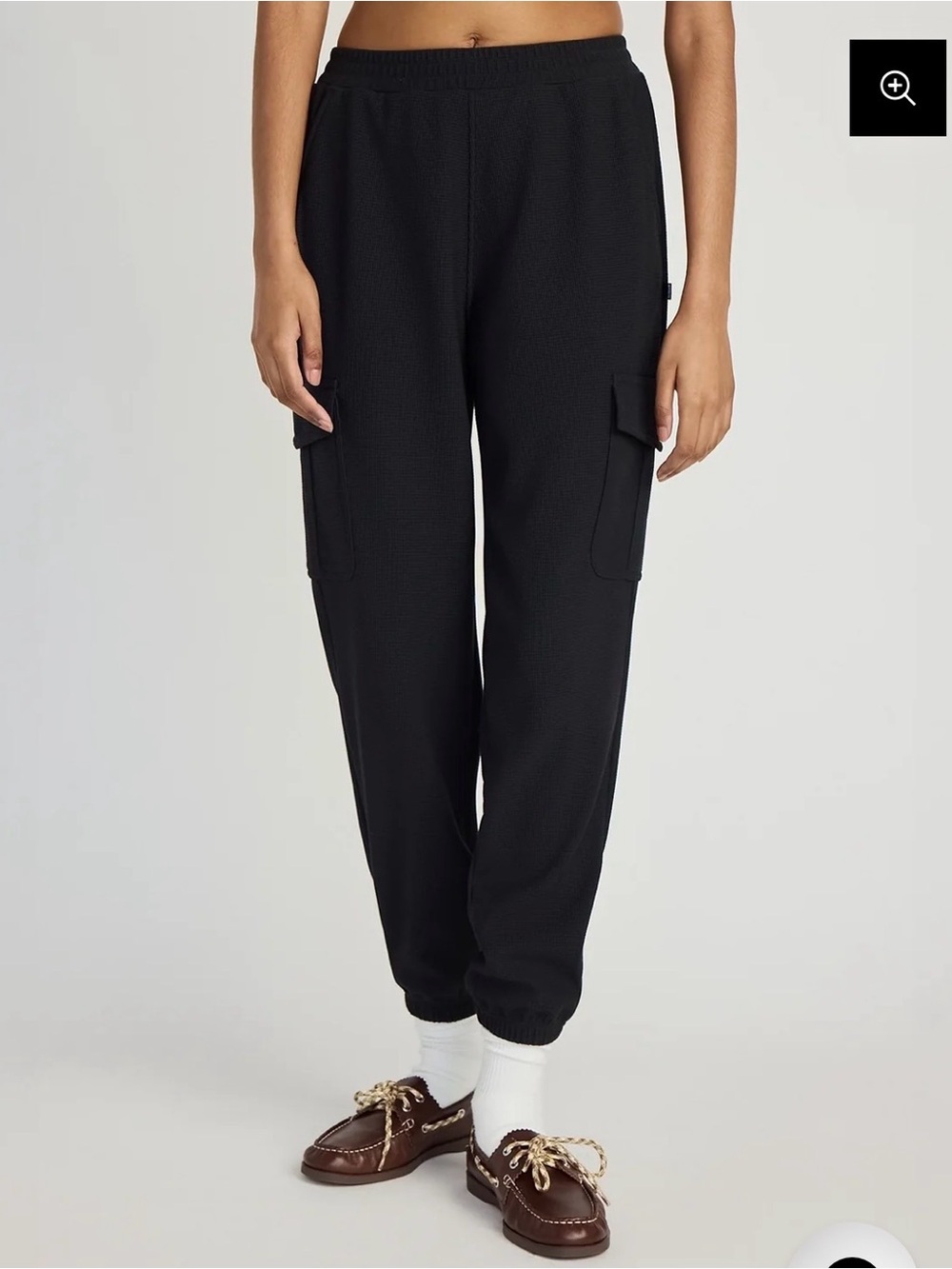 Bench Black Women's Waffle Knit Cargo Joggers